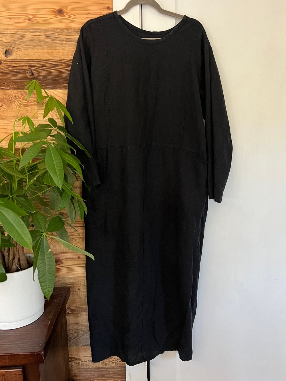 FLAX Linen Long Sleeve Pocket Slouch Dress - Picture 2 of 4